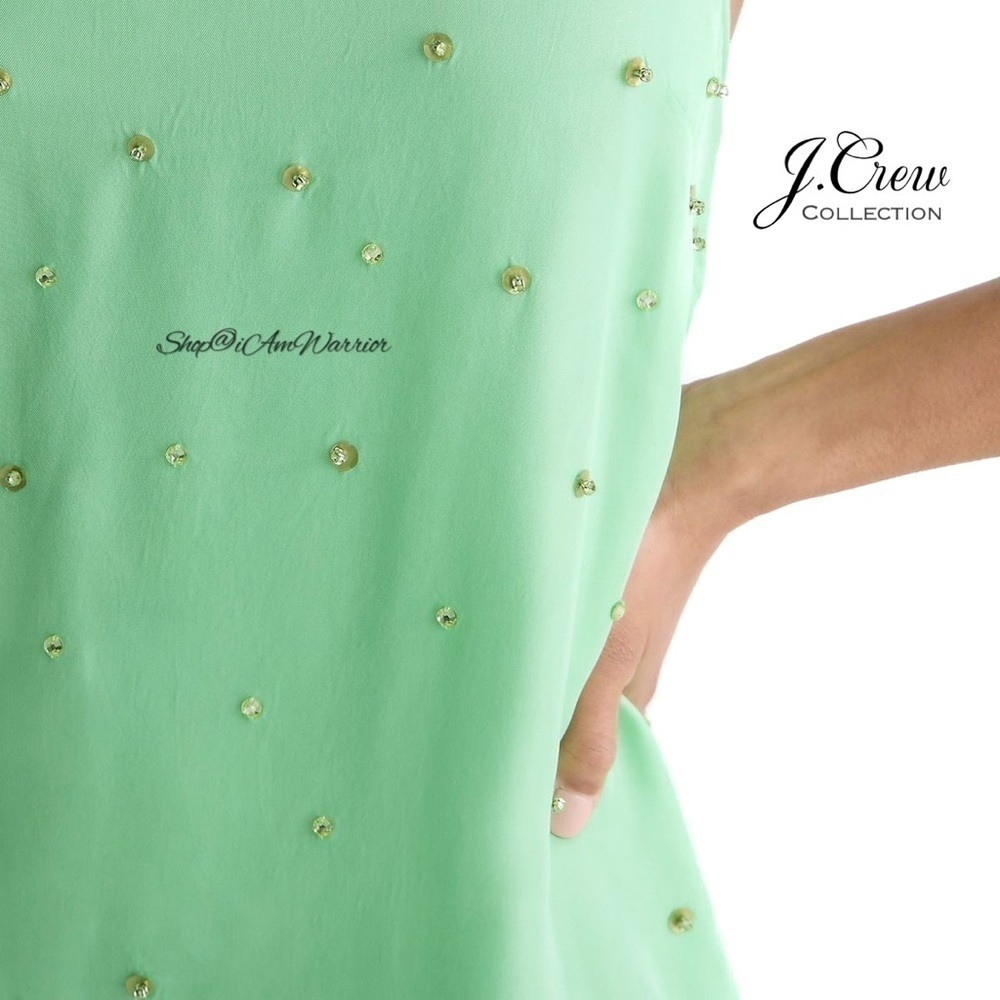 J.Crew Collection NWT long mint jeweled slipdress *shop@iamwarrior - Picture 3 of 10